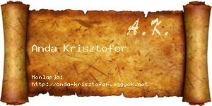 Anda Krisztofer névjegykártya
